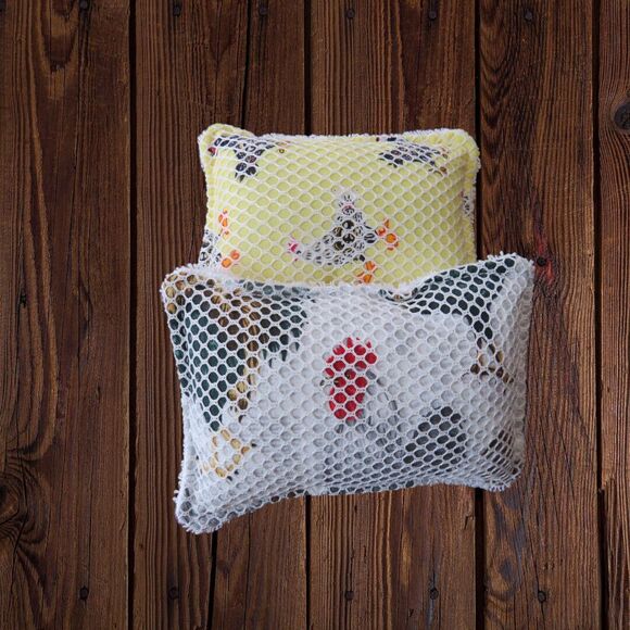 Reusable Sponge Roosters and Chicken Dish Scrubby Set of 2 - Picture 1 of 5